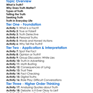 Truth Worksheet Activity Booklet