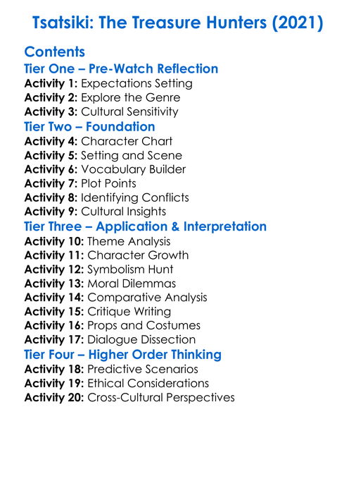 Tsatsiki The Treasure Hunters 2021 Worksheet Activity Booklet