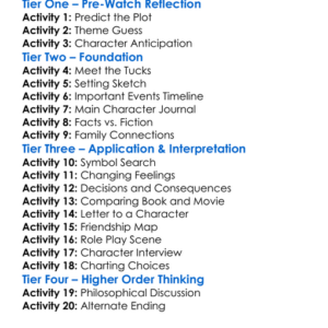 Tuck Everlasting 2002 Worksheet Activity Booklet