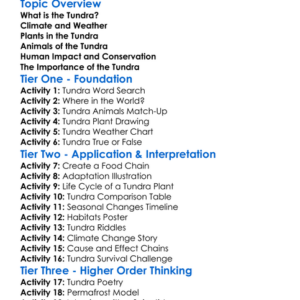 Tundra Worksheet Activity Booklet