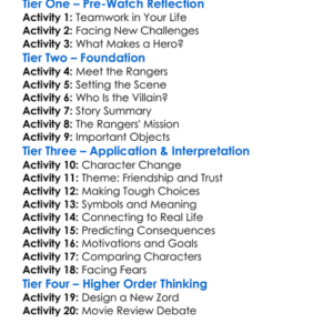 Turbo A Power Rangers Movie 1997 Worksheet Activity Booklet