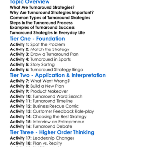 Turnaround Strategies Worksheet Activity Booklet