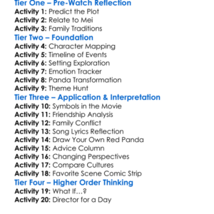 Turning Red Worksheet Activity Booklet