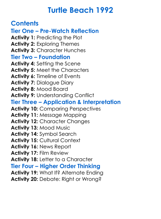 Turtle Beach 1992 Worksheet Activity Booklet