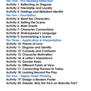 Twelfth Night William Shakespeare Worksheet Activity Booklet