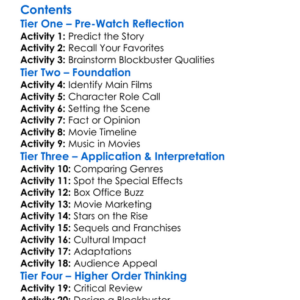 Twentieth Century Fox The Blockbuster Years 2003 Worksheet Activity Booklet