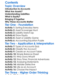 Types Of Accounts Assets Liabilities Equity Worksheet Activity Booklet