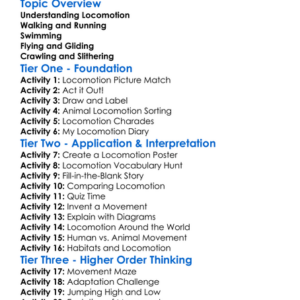 Types Of Animal Locomotion Worksheet Activity Booklet