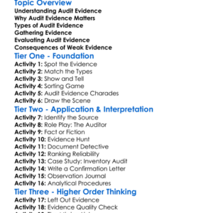 Types Of Audit Evidence Worksheet Activity Booklet