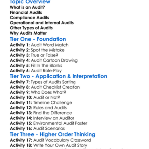 Types Of Audits Worksheet Activity Booklet
