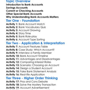Types Of Bank Accounts Worksheet Activity Booklet