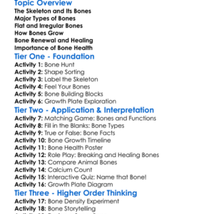 Types Of Bones And Bone Growth Worksheet Activity Booklet