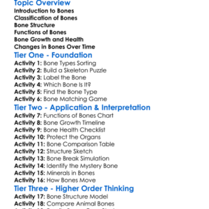 Types Of Bones And Bone Structure Worksheet Activity Booklet