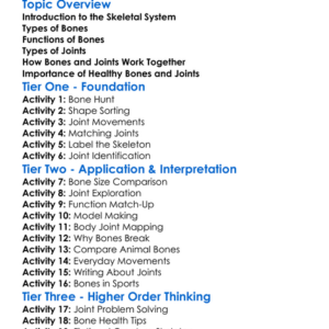 Types Of Bones And Joints Worksheet Activity Booklet