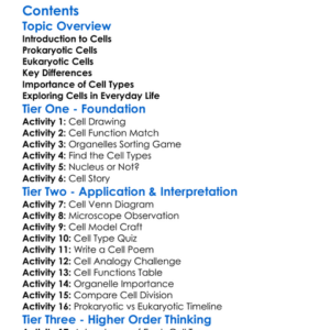Types Of Cells Prokaryotic And Eukaryotic Worksheet Activity Booklet