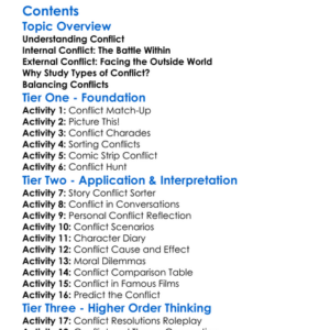 Types Of Conflict Internal And External Worksheet Activity Booklet