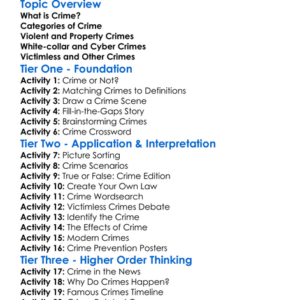 Types Of Crime Worksheet Activity Booklet