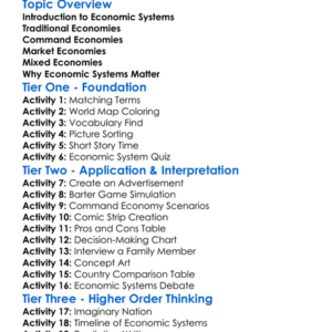 Types Of Economic Systems Worksheet Activity Booklet