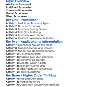 Types Of Economies Worksheet Activity Booklet