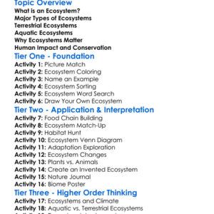 Types Of Ecosystems Worksheet Activity Booklet