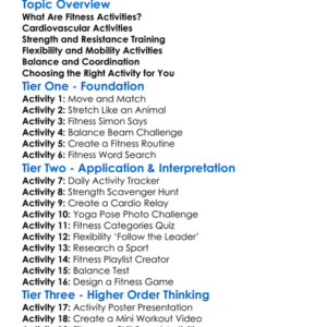 Types Of Fitness Activities Worksheet Activity Booklet