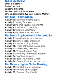 Types Of Income Worksheet Activity Booklet