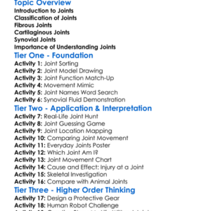 Types Of Joints In The Human Body Worksheet Activity Booklet