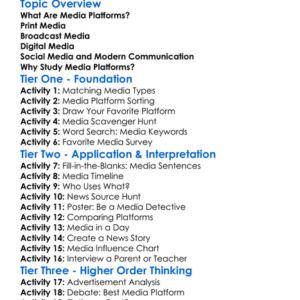 Types Of Media Platforms Worksheet Activity Booklet