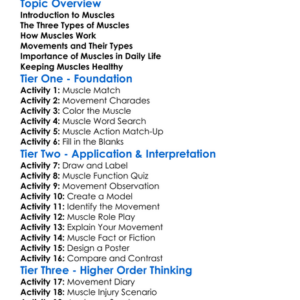 Types Of Muscles And Movement Worksheet Activity Booklet