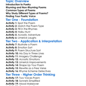 Types Of Poems Worksheet Activity Booklet