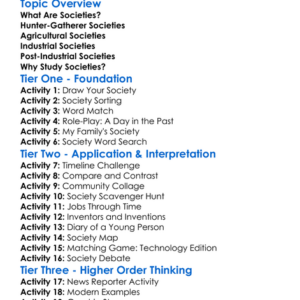 Types Of Societies Worksheet Activity Booklet