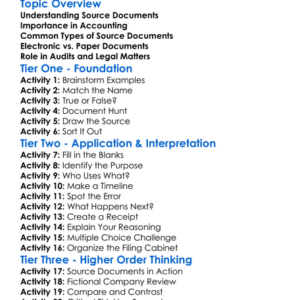 Types Of Source Documents Worksheet Activity Booklet