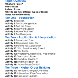 Types Of Taxes Worksheet Activity Booklet