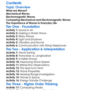 Types Of Waves Mechanical And Electromagnetic Worksheet Activity Booklet