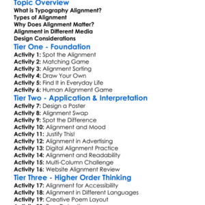 Typography Alignment Worksheet Activity Booklet