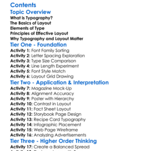 Typography And Layout Fundamentals Worksheet Activity Booklet