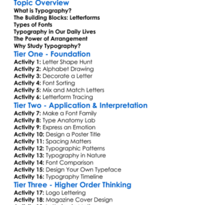 Typography And Letterforms Worksheet Activity Booklet