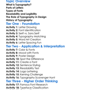 Typography Basics Worksheet Activity Booklet