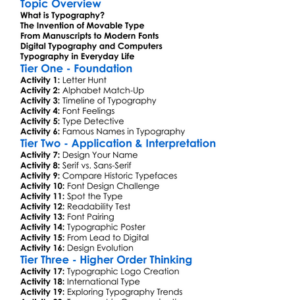 Typography History Worksheet Activity Booklet
