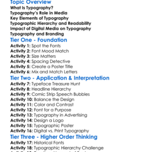 Typography In Media Worksheet Activity Booklet