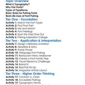 Typography Pairing Worksheet Activity Booklet
