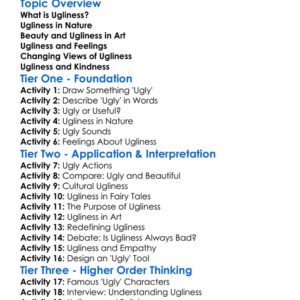Ugliness Worksheet Activity Booklet