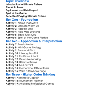 Ultimate Frisbee Worksheet Activity Booklet