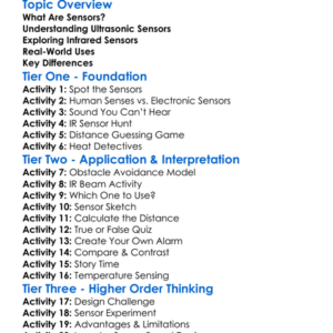 Ultrasonic And Infrared Sensors Worksheet Activity Booklet