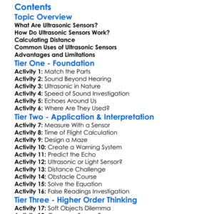 Ultrasonic Sensors And Distance Measurement Worksheet Activity Booklet