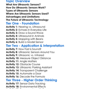 Ultrasonic Sensors Worksheet Activity Booklet