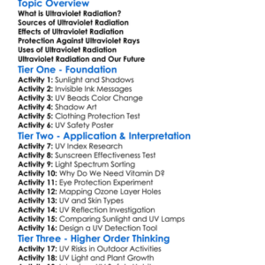 Ultraviolet Radiation Worksheet Activity Booklet