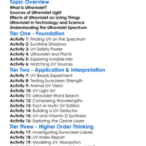 Ultraviolet Worksheet Activity Booklet