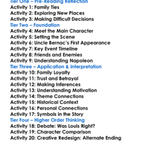 Uncle Bernac Arthur Conan Doyle Worksheet Activity Booklet