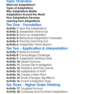 Understanding Adaptations Worksheet Activity Booklet
